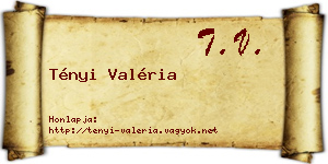 Tényi Valéria névjegykártya